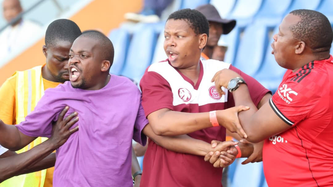 This Manzini Wanders supporter had to be taken back to the stands after he could not control his emotions. 